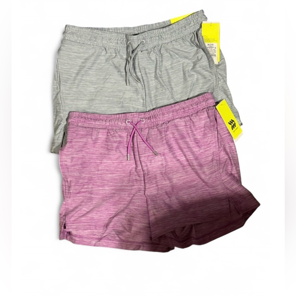 Size XL 2pcs All in Motion Athletic Shorts in Gray and Purple for Kids